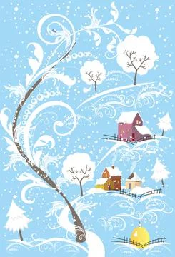 Winter landscape, Stock Illustration