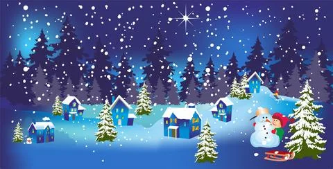 Winter landscape, Stock Illustration