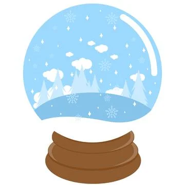 Winter landscape inside a snow globe. Vector illustration. Stock Illustration
