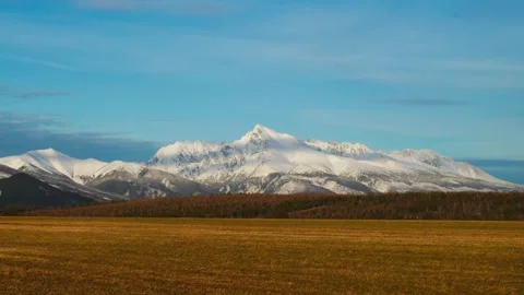 Winter Landscape of Krivan Mountain Stock Footage 302028559