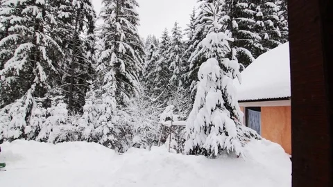 Winter Landscape Man Loading In A Car In The Mountains Stockbeeldmateriaal 85099515