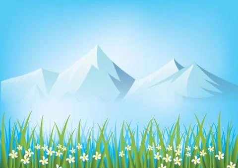 Winter landscape with meadow Stock Illustration