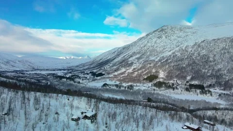 Winter Landscape in More og Romsdal, Norway, Aerial View Stock Footage 315472029