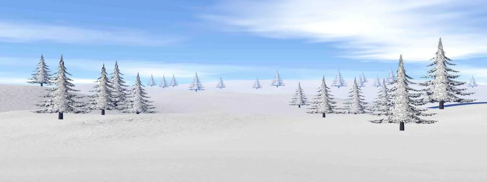 Winter landscape in the mountain - 3D render Stock Illustration