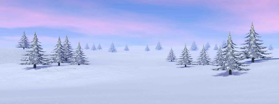 Winter landscape in the mountain - 3D render Stock Illustration