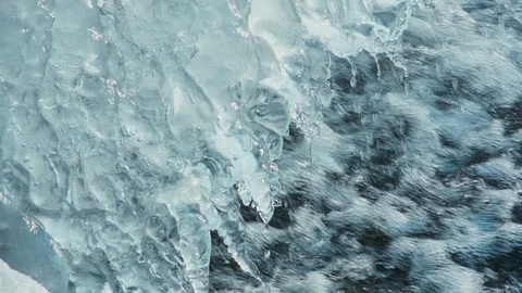 Winter landscape with the Mountain ice waterfall and the river. Stock Footage 91664511