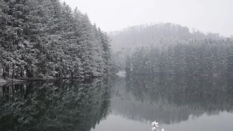 Winter landscape mountain lake, fresh snow, first snow, winter travel. Video stock 255661653
