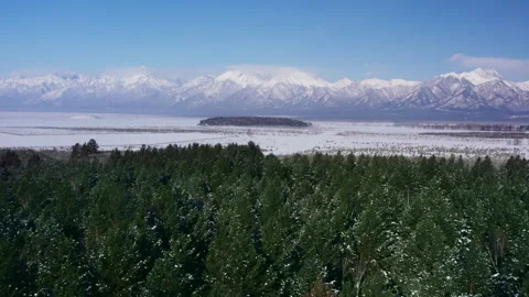 Winter landscape with mountains and forest Stock Footage 282701456