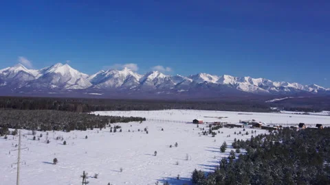 Winter landscape with mountains and forest Stock Footage 282701466