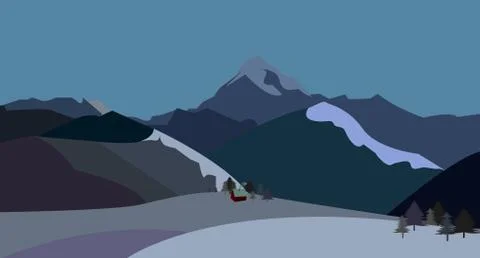 Winter landscape of mountains Illustrazione stock