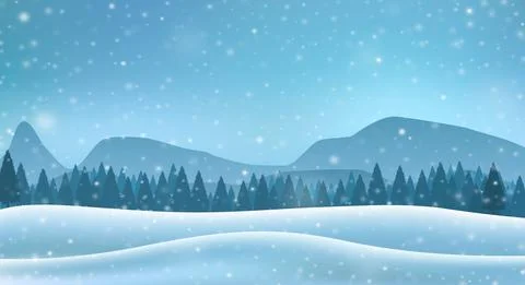 Winter landscape with mountains. Stock Illustration