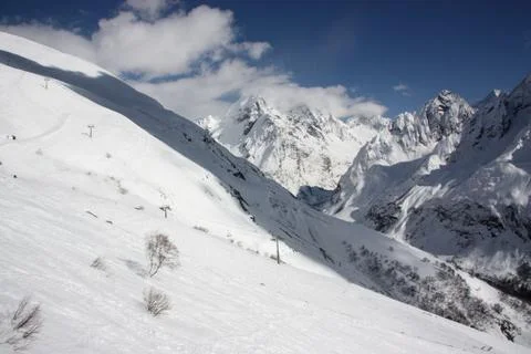 Winter landscape in mountains Stock Photos