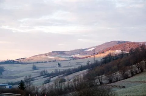 Winter landscape with mountains Stock Photos