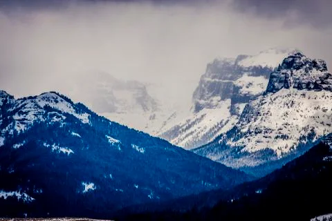 Winter landscape with mountains Stock Photos