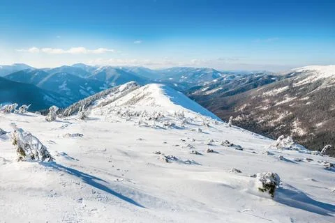 Winter landscape in mountains Stock Photos