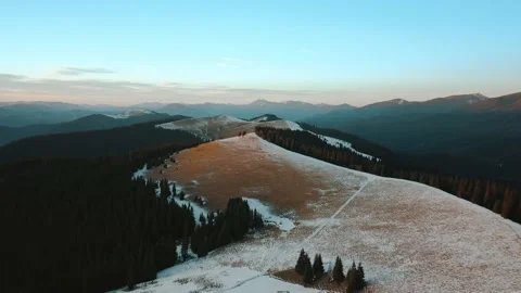 Winter landscape of mountains at sunset from above. 스톡 동영상 143187545