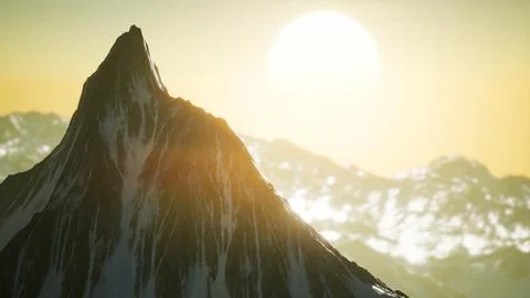 Winter Landscape in Mountains at Sunset 库存插图