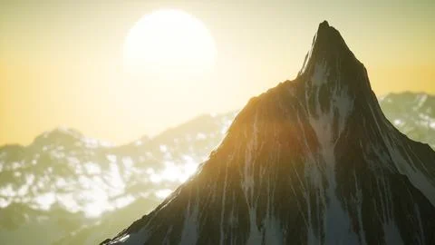 Winter Landscape in Mountains at Sunset Stock Illustration