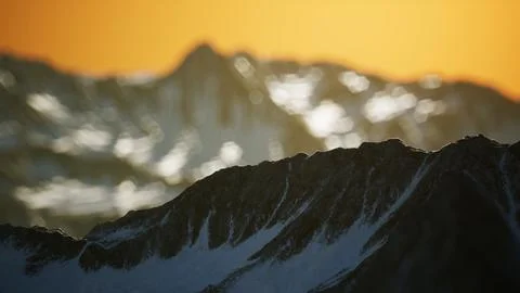 Winter Landscape in Mountains at Sunset 库存插图