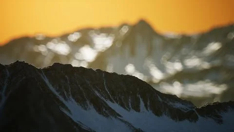 Winter Landscape in Mountains at Sunset Stock Illustration