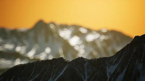 Winter Landscape in Mountains at Sunset 库存插图