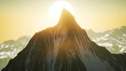 Winter Landscape in Mountains at Sunset Illustrazione stock