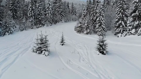 Winter landscape in the mountains, top view 4k, drone. Stock Footage 121128056