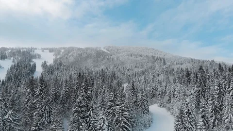 Winter landscape in the mountains, video from a drone 4k. Vídeos de archivo 120704686