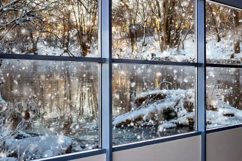 Winter landscape outside the window Stock Photos