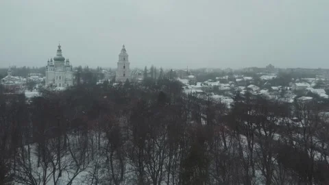 Winter landscape, park, drone shooting, Ukraine 스톡 동영상 167364553