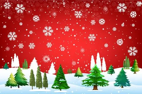 Winter Landscape with Pine Trees and Snowfall Illustration Snowy Forest Scene イラスト素材