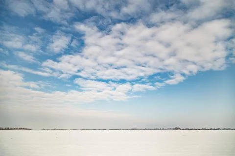 Winter landscape in plain Stock Photos