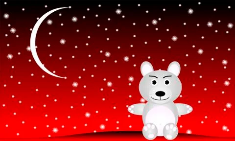 Winter Landscape with a polar bear Stock-Illustration