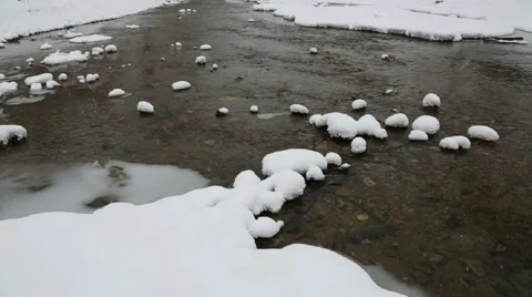 Winter landscape on the river with falling snow Stock Footage 47840517