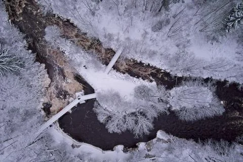 Winter landscape of river. Foto stock