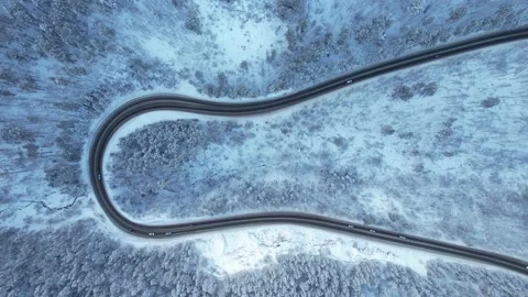 Winter landscape, road with bends  库存影片 170151920