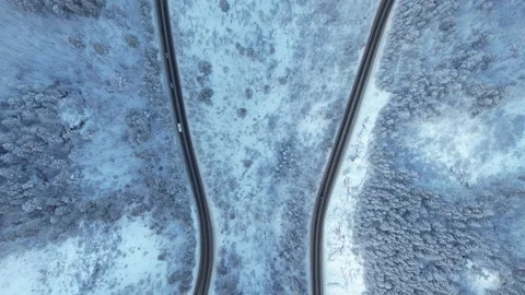 Winter landscape, road with bends  Video stock 170151946