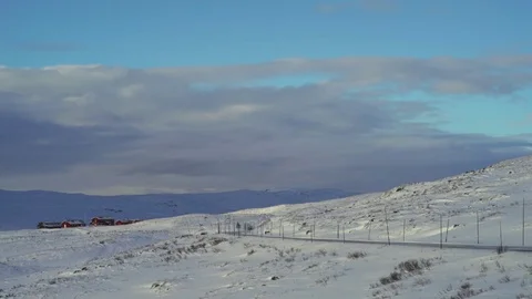 Winter landscape. with road. Stock Footage