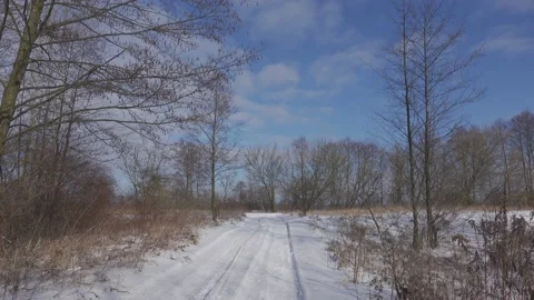 Winter landscape with road Stock Footage 148442330