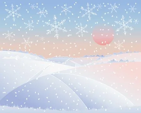 Winter landscape with road Stock Illustration