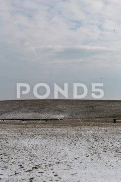 Winter landscape scene with Ushakova Kepka in the background in Spring, March Stock Photos