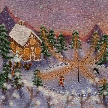 Winter landscape with set of animals engaged in outdoor activities illustration Ilustración de archivo