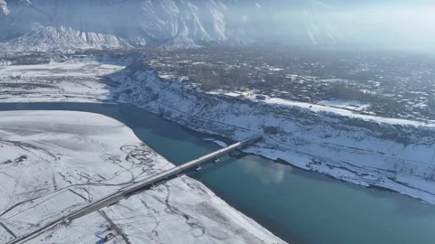 Winter Landscape of Skardu, Gilgit-Baltistan, Pakistan Stock Footage 345788953