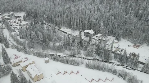 Winter landscape at a ski resort. Stock Footage 167335560