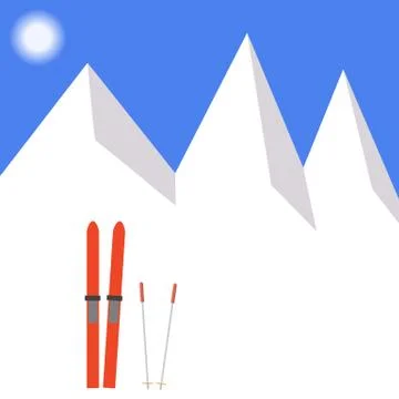Winter landscape, skiing in the snow. Vector illustration. Stock Illustration