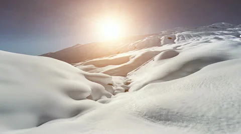 Winter landscape. snow covered mountains. aerial view. fly over Stock Footage
