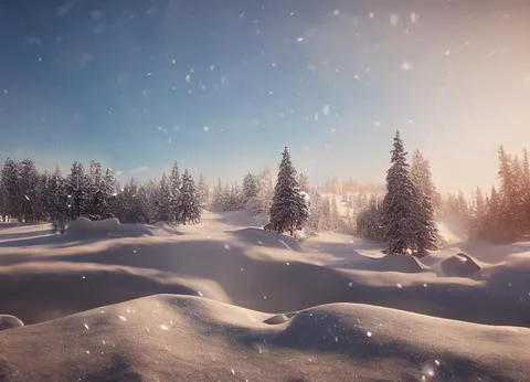 Winter landscape with snow drift Stock Illustration