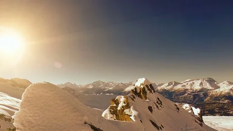 Winter landscape snow mountains aerial view fly over Stock Footage