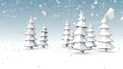 Winter Landscape with Snowfall Stock Footage 82575639