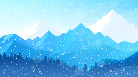 Winter landscape. Snowfall in the mountains. Exploring. Hiking tourism. Snowing Stock Footage 257114015